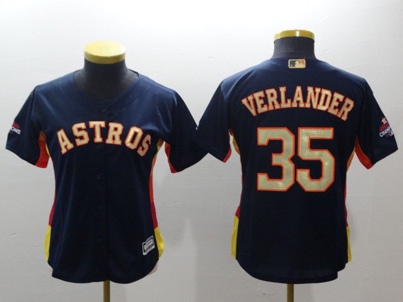 Women Houston Astros #35 Verlander Blue Champion Edition MLB Jerseys->youth mlb jersey->Youth Jersey